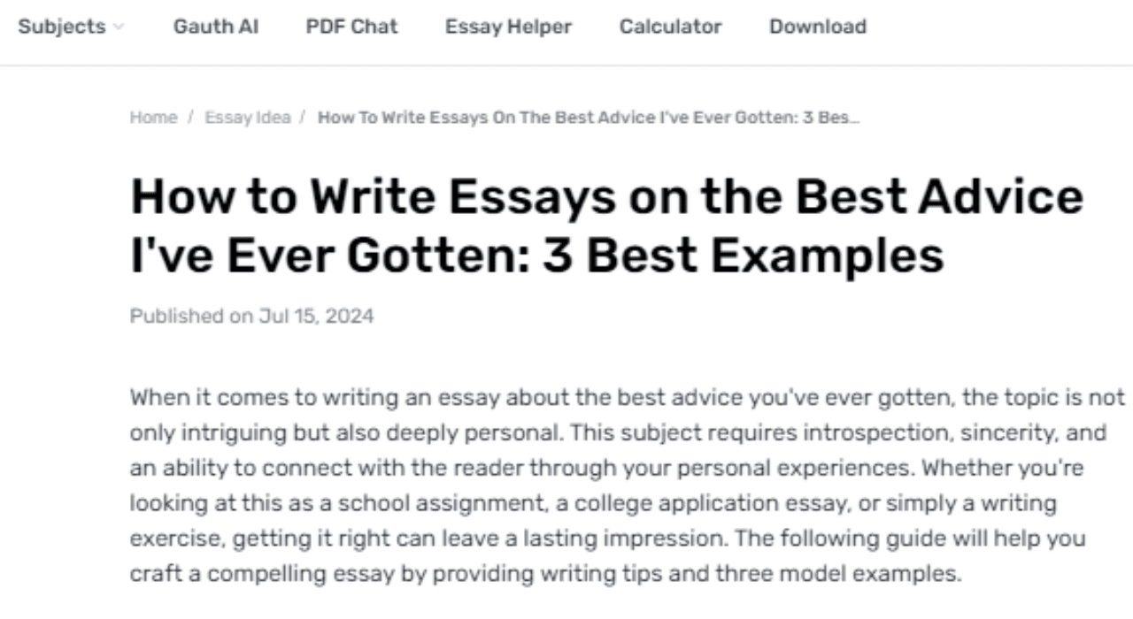 What Are Top Ideas To Write Essay On Best Advice I've Ever Gotten
